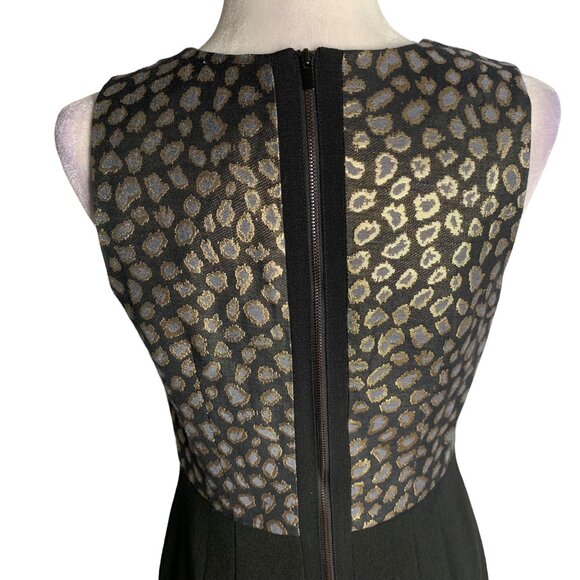 Ann Taylor Sleeveless Sheath Dress 4 Black Metallic Animal Print Zipper Lined - Picture 6 of 7